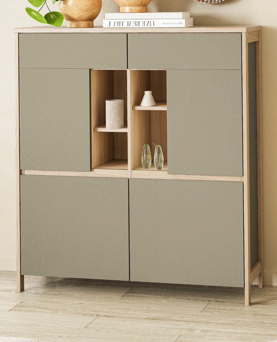 Highboard Finnes in Salbei und Eiche 111 x 125 cm