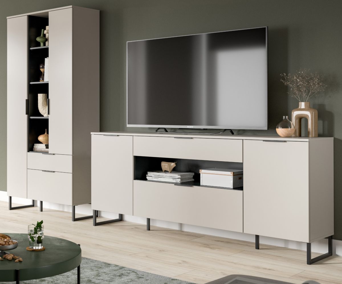 Wohnwand Morena in kaschmir und schwarz 290 cm