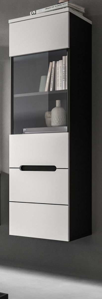 Vitrine Cooper in weiß und grau 36 x 125 cm