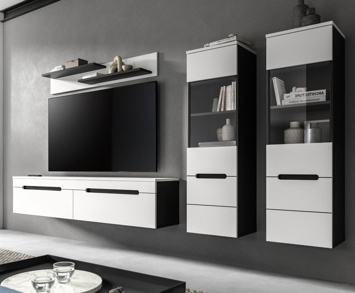 Wohnwand Cooper in weiß und grau 272 cm