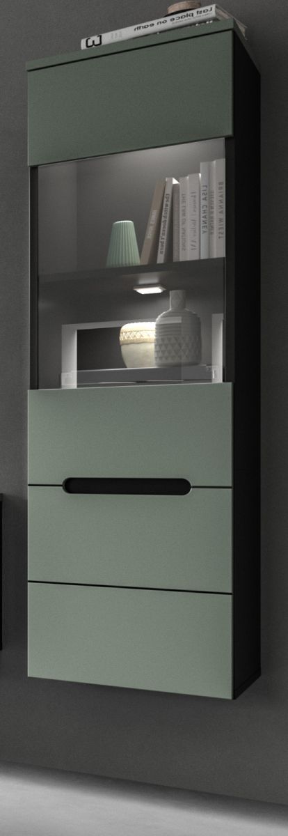 Vitrine Cooper in salbei und grau 36 x 125 cm