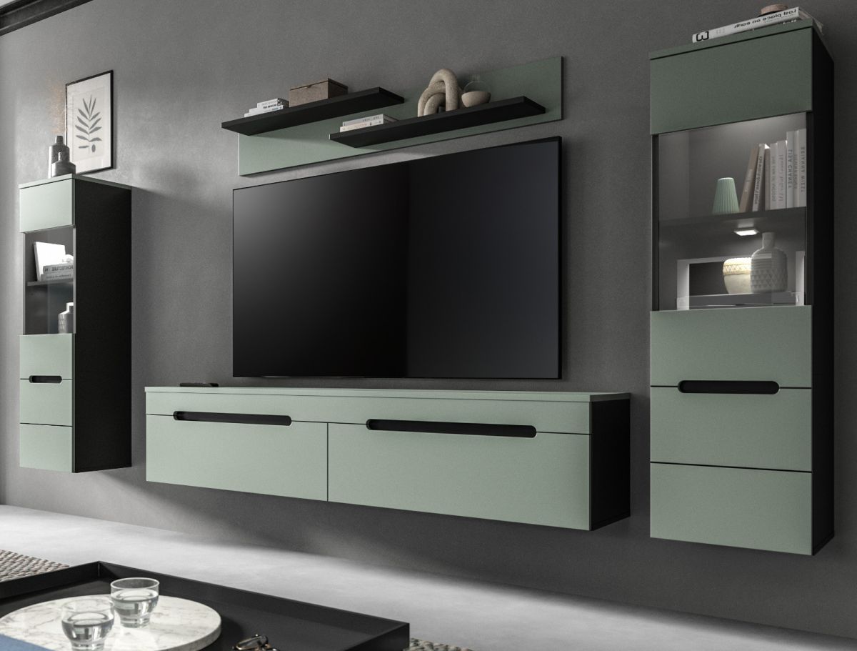 Wohnwand Cooper in salbei und grau 272 cm