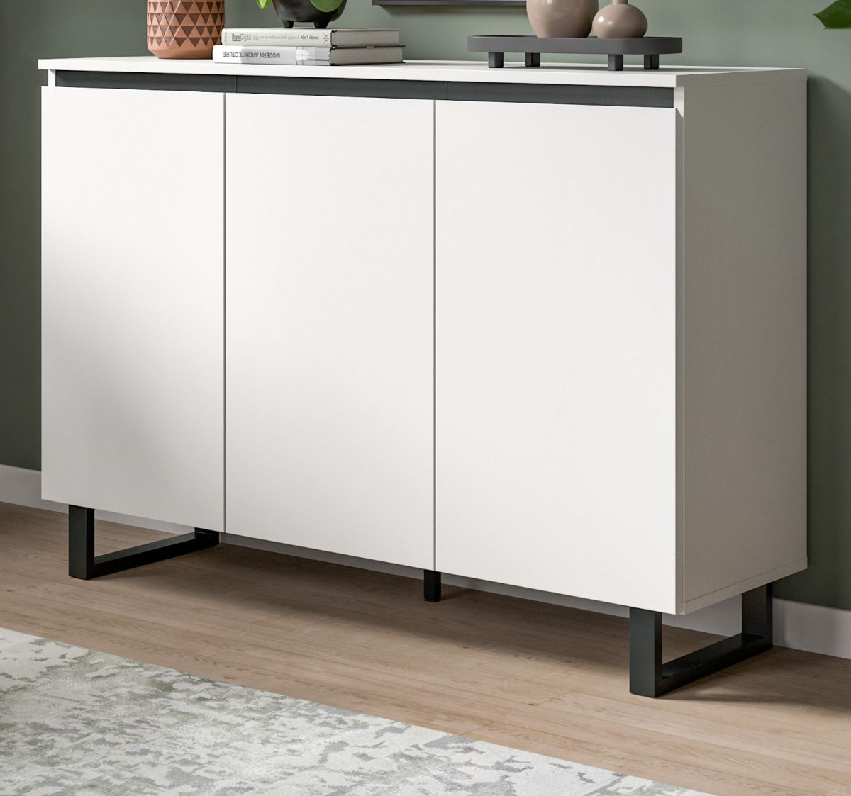 Sideboard Gelia in weiß und schwarz 120 cm