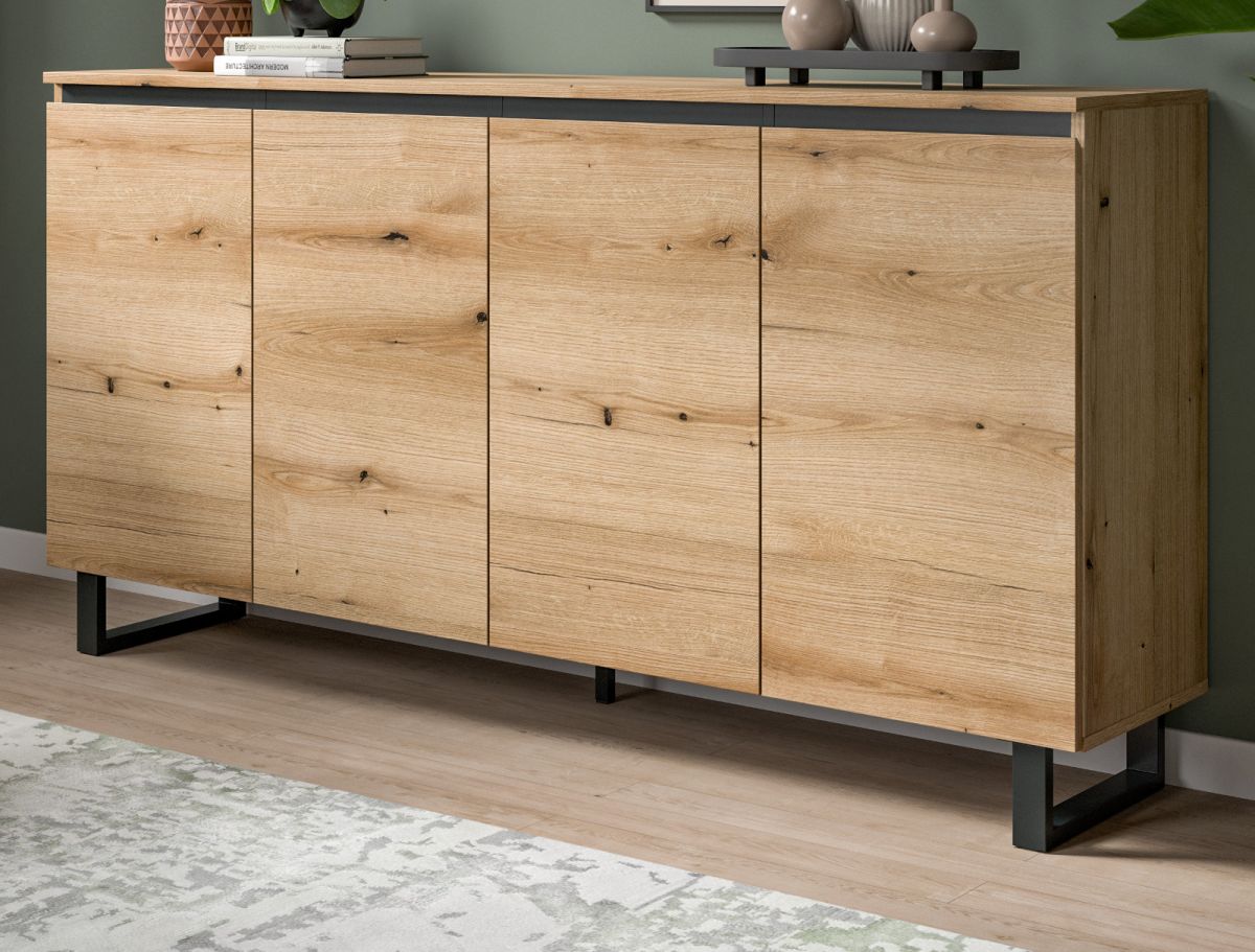 Sideboard Gelia in Eiche und schwarz 160 cm