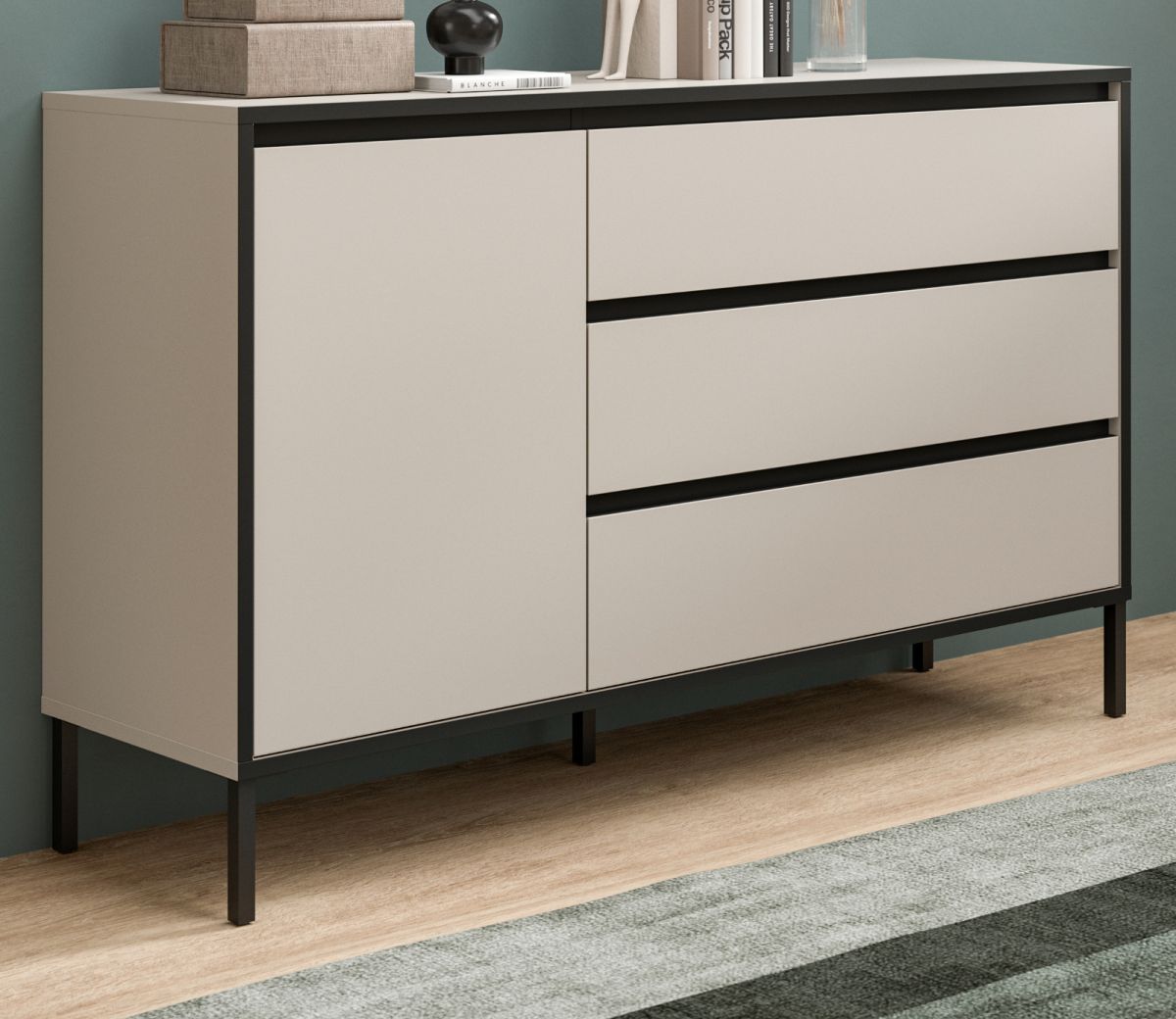 Sideboard Torello in kaschmir und schwarz 136 cm