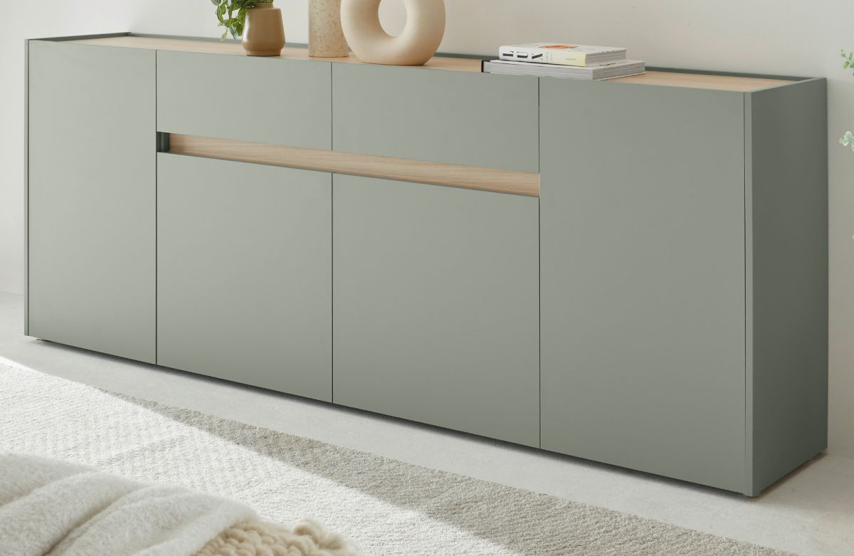 Sideboard Center in Salbei und Eiche 223 cm
