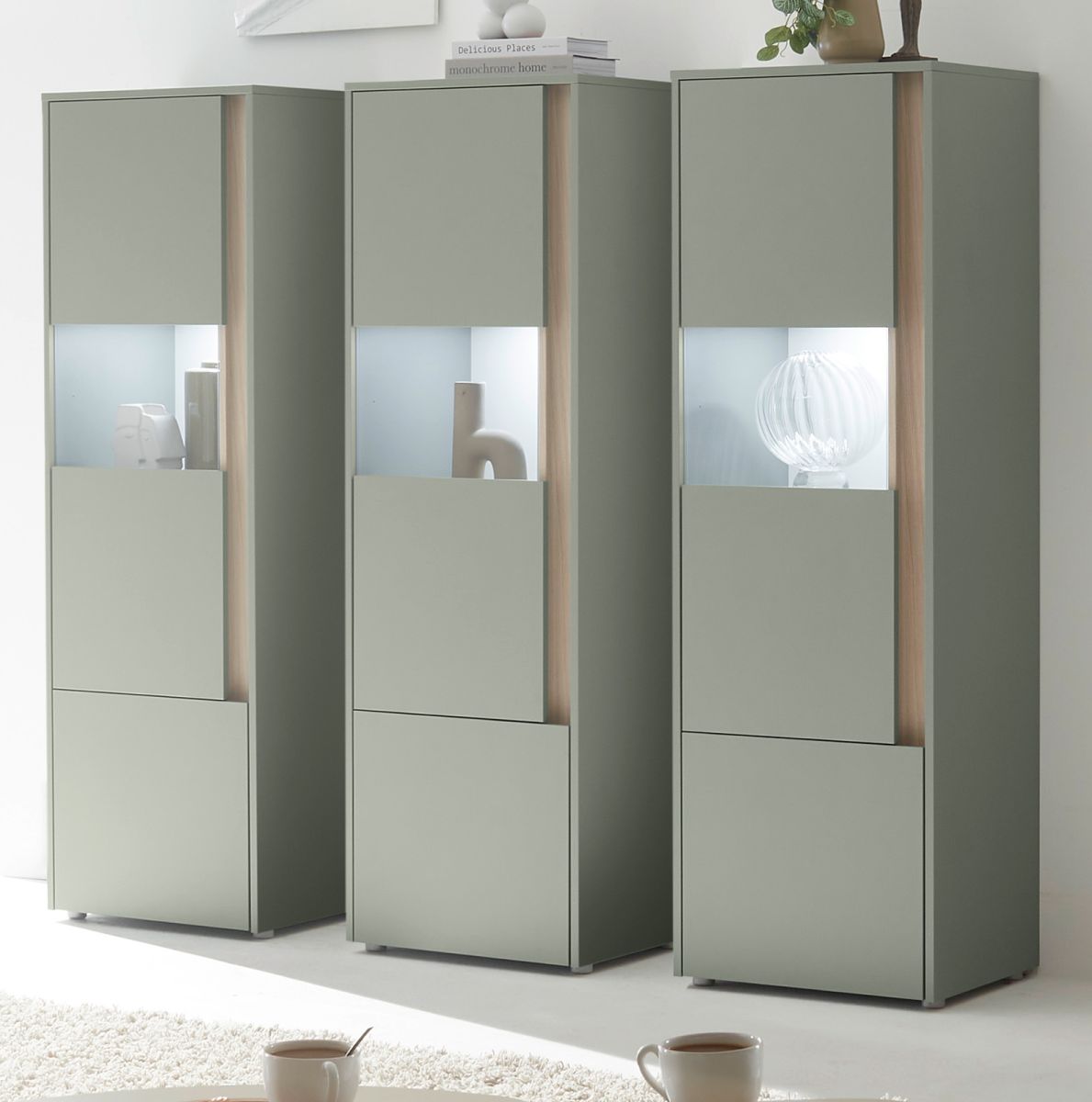 Schrank Set 3-teilig Center in Salbei und Eiche 190 x 155 cm