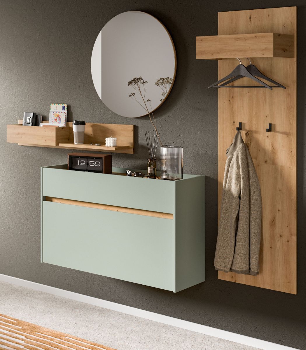 Garderobe Set 4-tlg. Borga in salbei und Eiche 205 cm