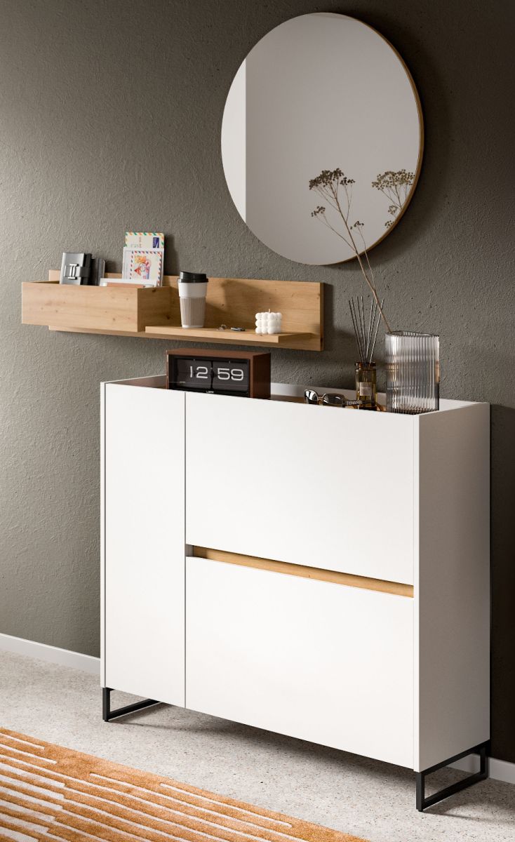 Garderobe Set 3-tlg. Borga in weiß und Eiche 140 cm