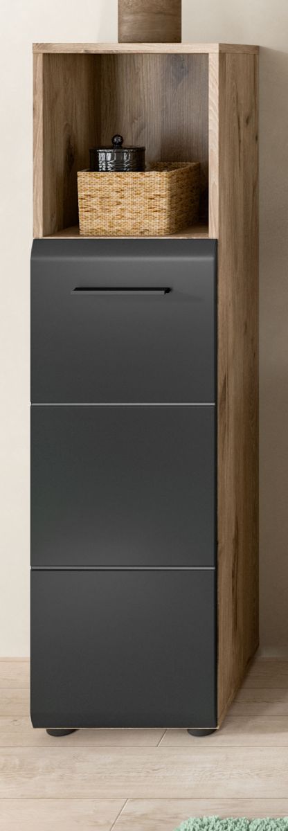 Badezimmer Kommode Cover in schwarz und Eiche 30 x 110 cm