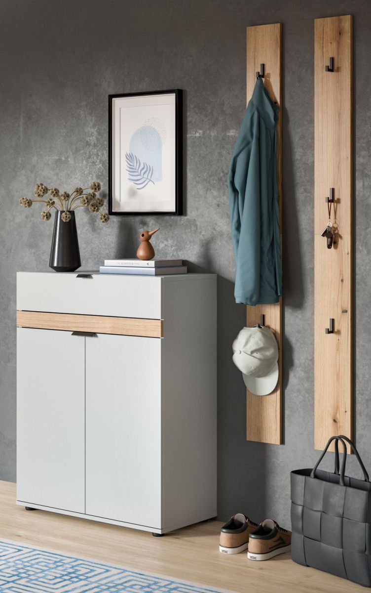 Garderobe Set 3-tlg. Janko in grau und Eiche 135 cm