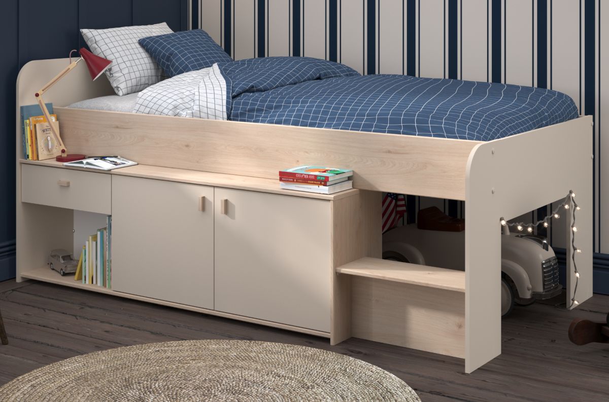 Parisot Hochbett Cache in Kaschmir und Eiche Bett 90 x 200 cm