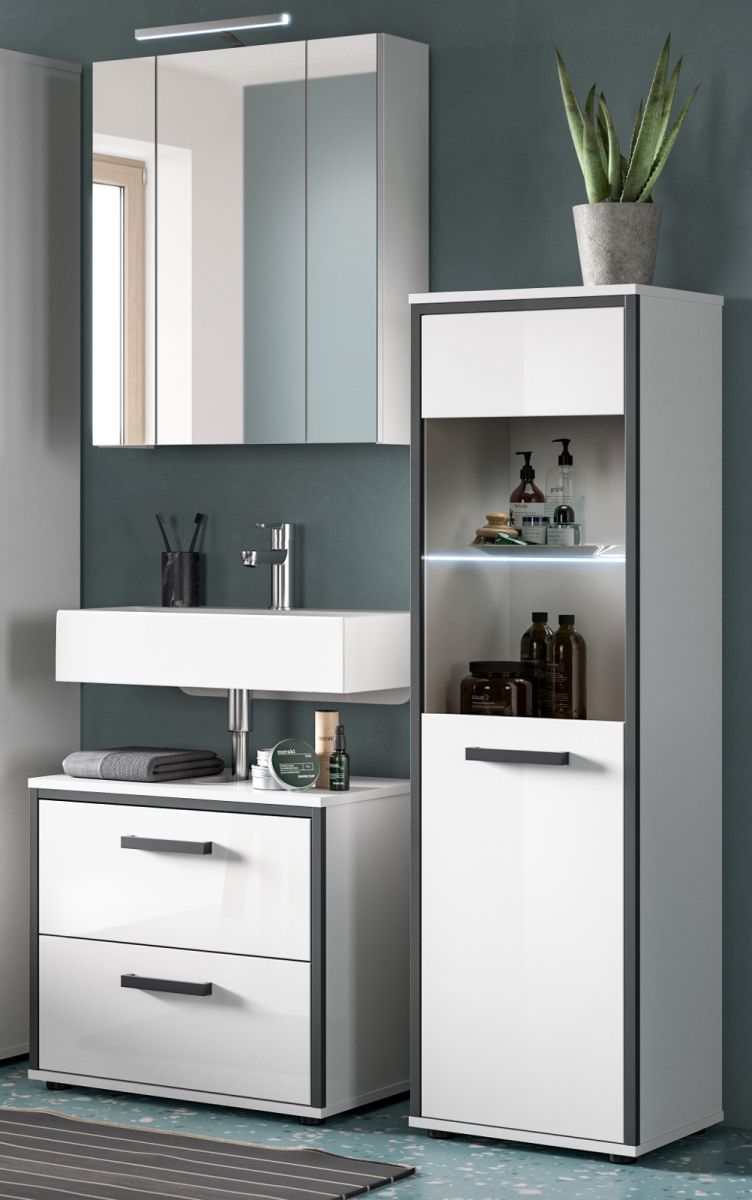 Badmöbel Set Telly in weiß Hochglanz 3-teilig 115 cm