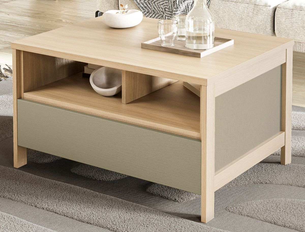 Couchtisch Finnes in Salbei und Eiche 80 x 60 cm