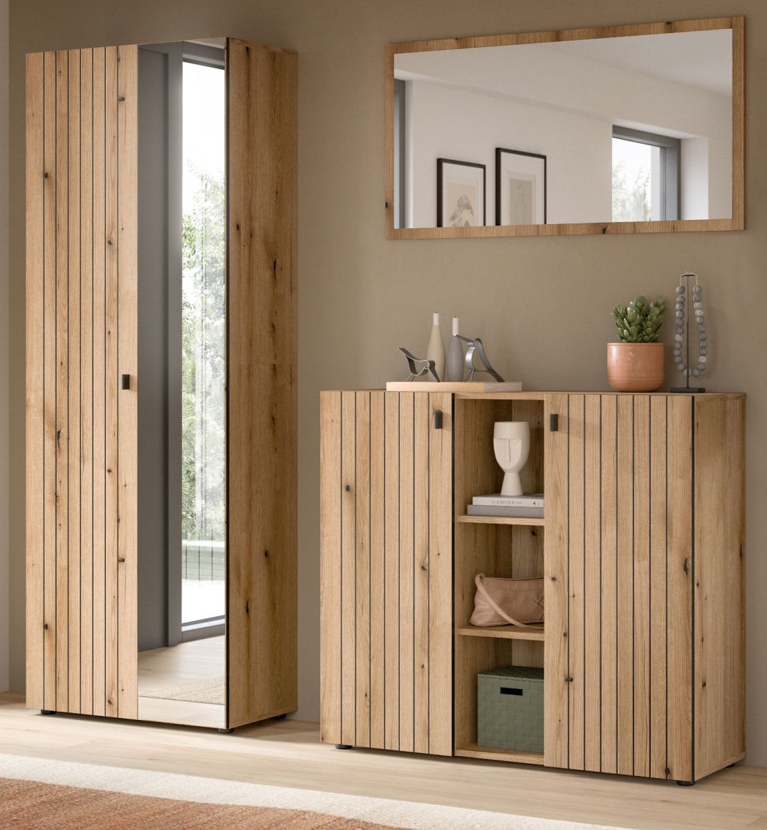 Garderobe Set 3-tlg. Loreno in Eiche 191 cm