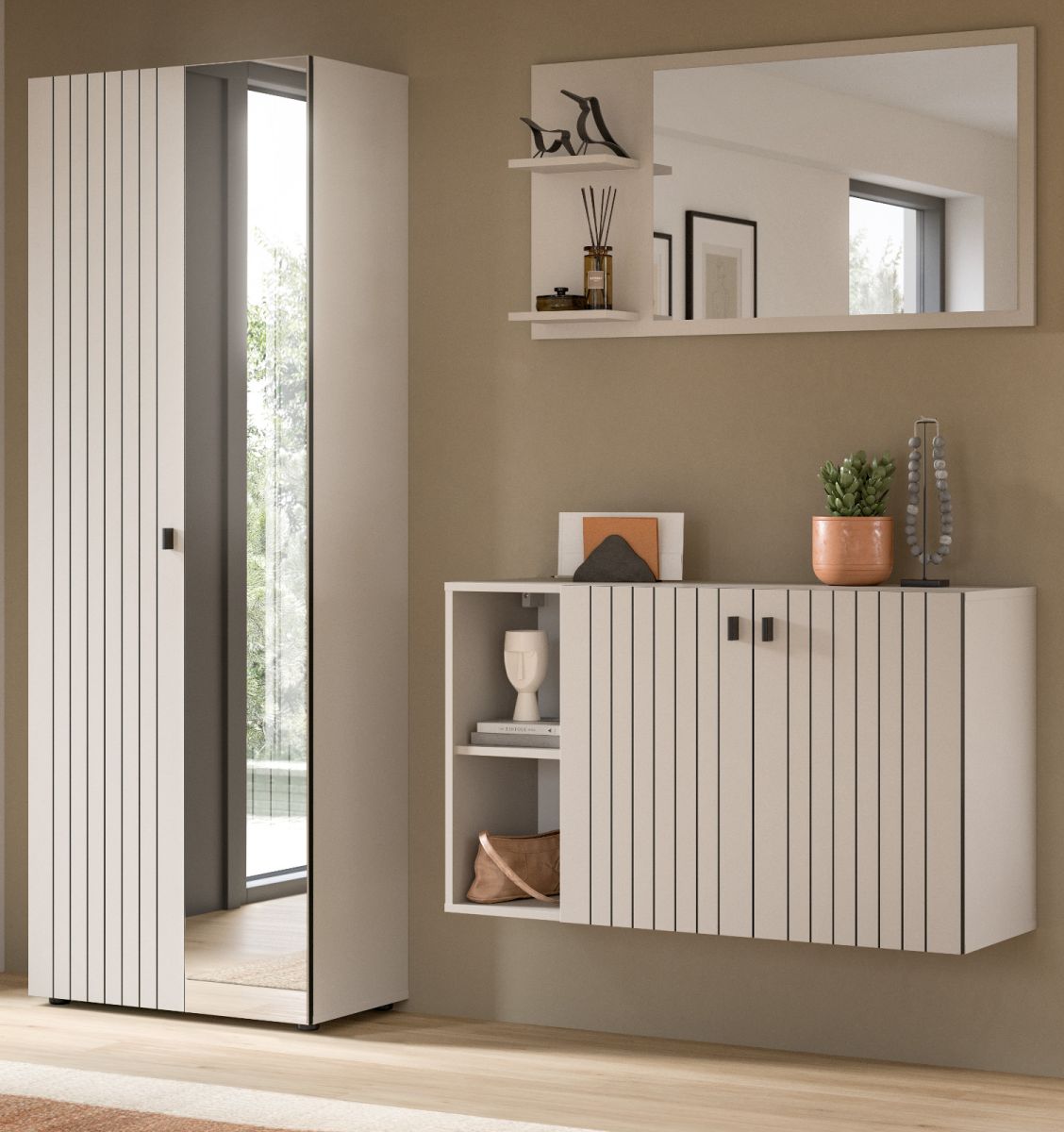 Garderobe Set 3-tlg. Loreno in kaschmir 191 cm