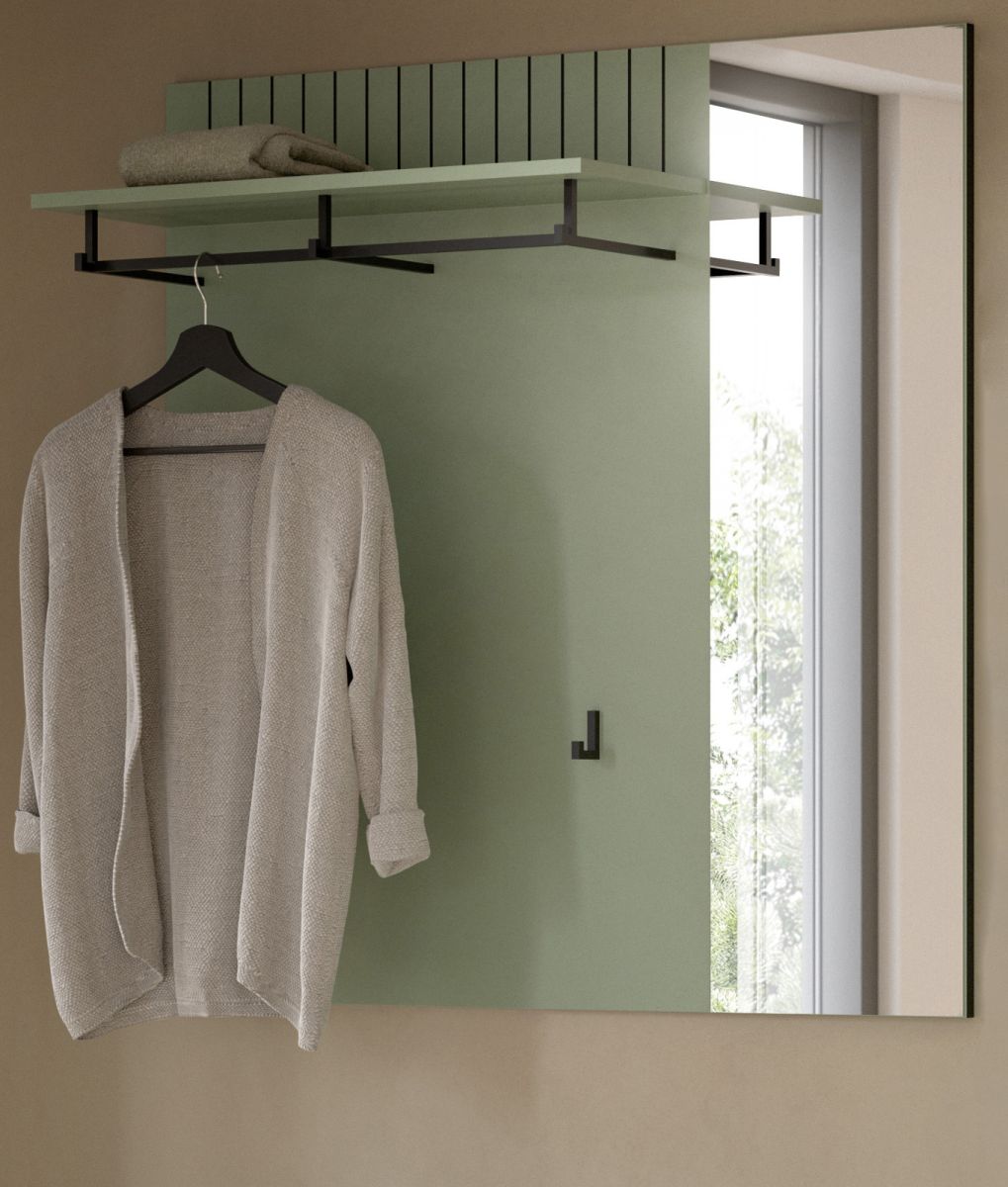 Garderobenpaneel mit Spiegel Loreno in grün 106 x 106 cm