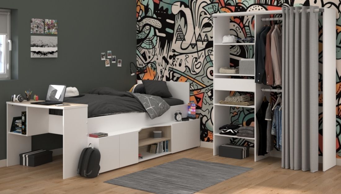 Parisot Kinderzimmer und Jugendzimmer Cleo in weiß und Eiche Set 2-tlg.