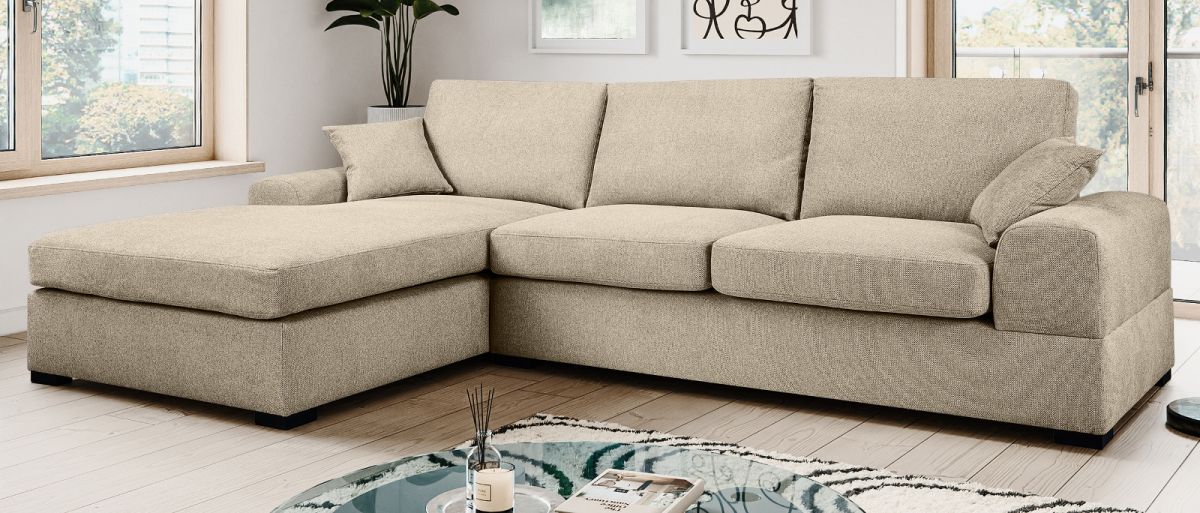 Sofa Novana in beige L-Form 308 x 186 cm