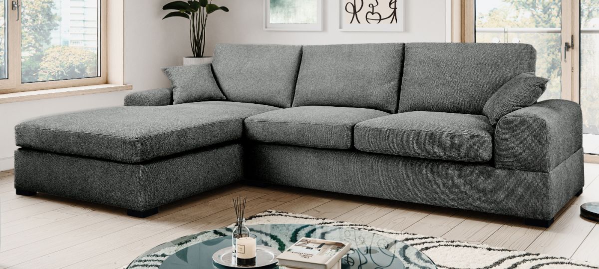 Sofa Novana in grau L-Form 308 x 186 cm