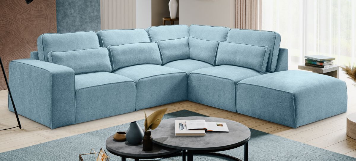 Sofa Pargola in hellblau L-Form 305 x 281 cm