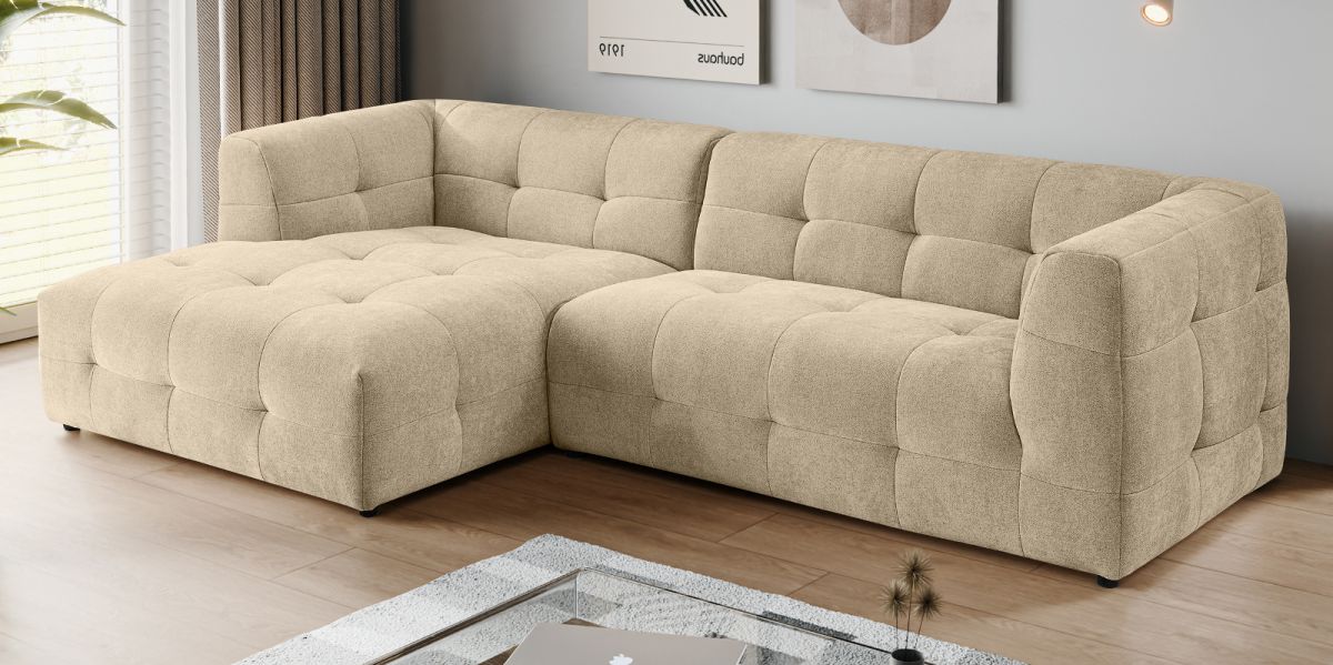 Sofa Astaro in beige L-Form 292 x 161 cm