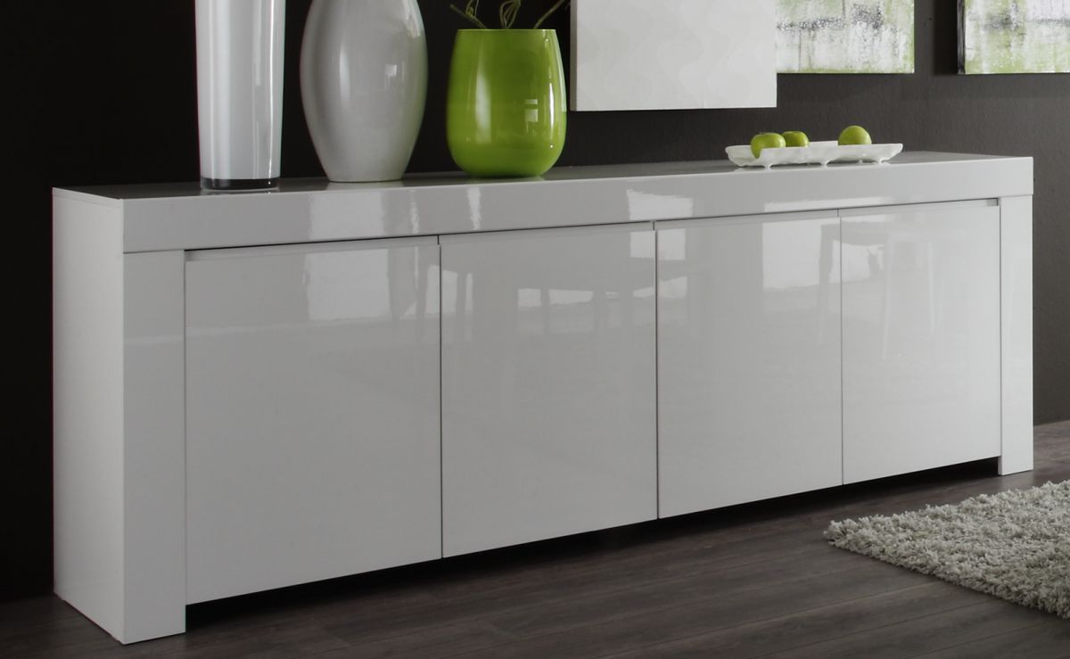 Sideboard Kommode weiss echt Hochglanz Lack Italien 210 cm Livorno