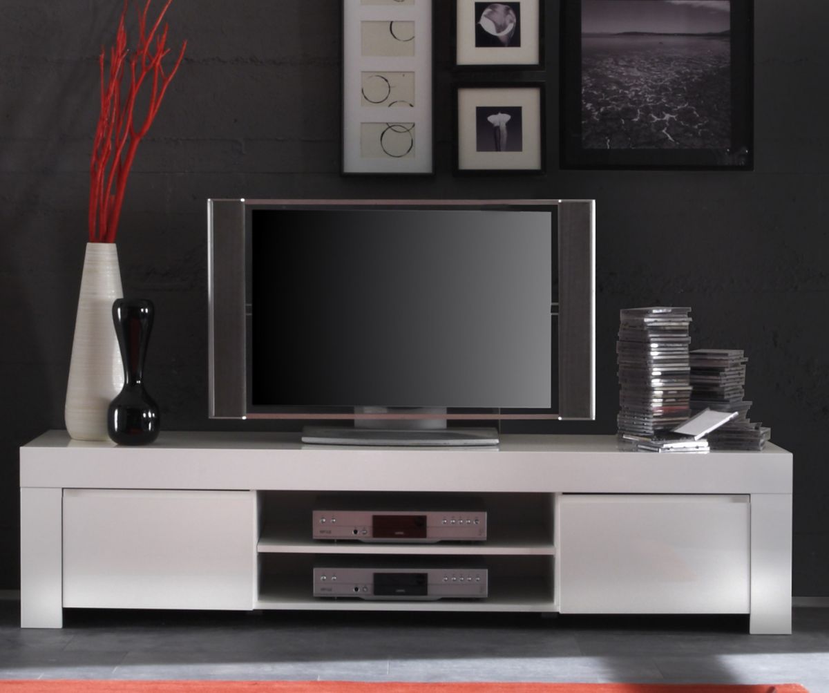 TV-Lowboard weiss echt Hochglanz Lack Italien 190 x 45 cm Livorno