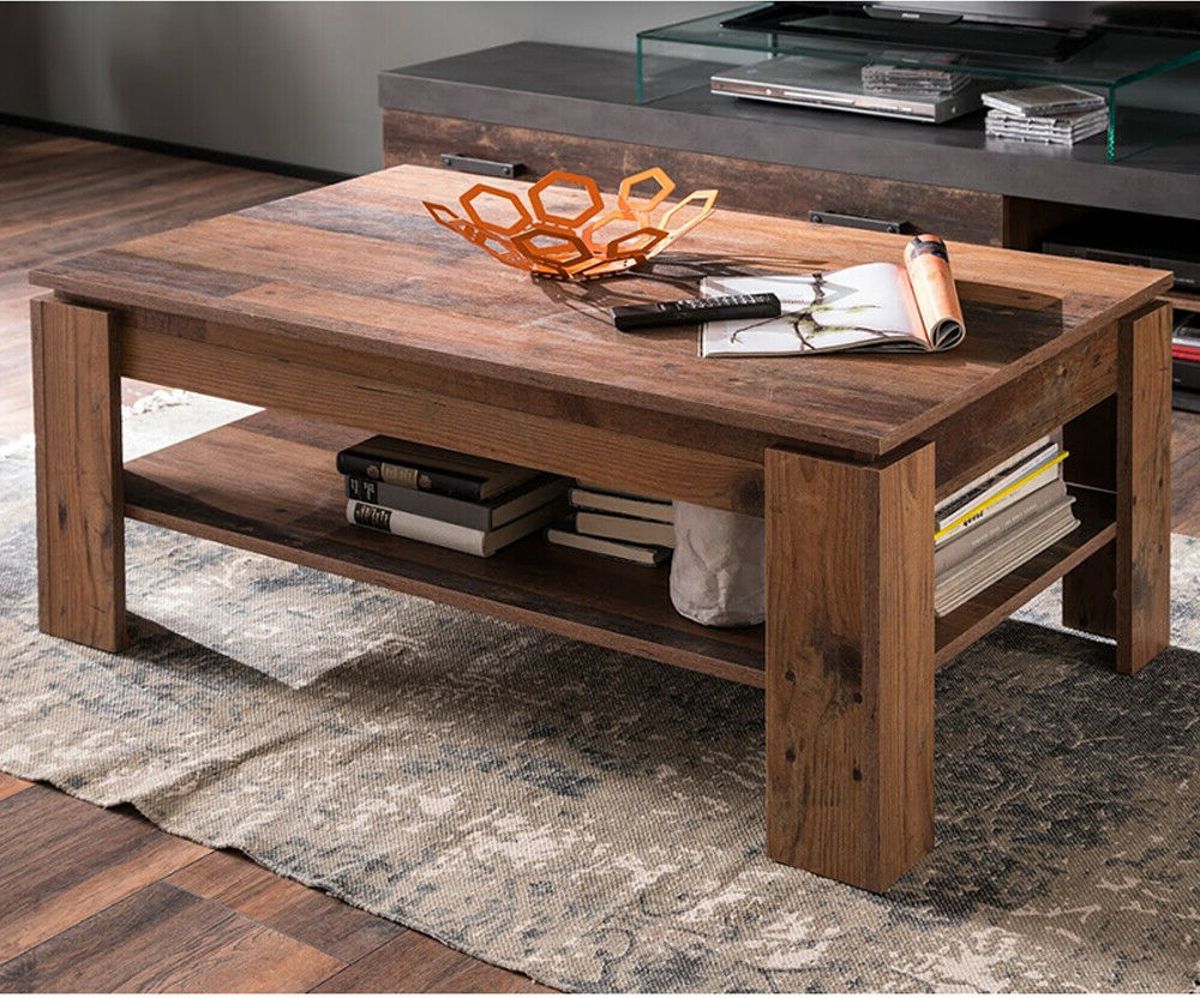 Couchtisch Indy in Used Wood Shabby 110 x 65 cm mit Ablage