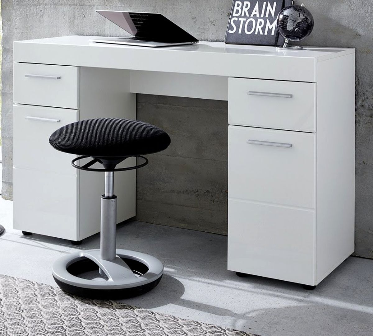 Schreibtisch Amanda Hochglanz weiß 120 x 76 cm