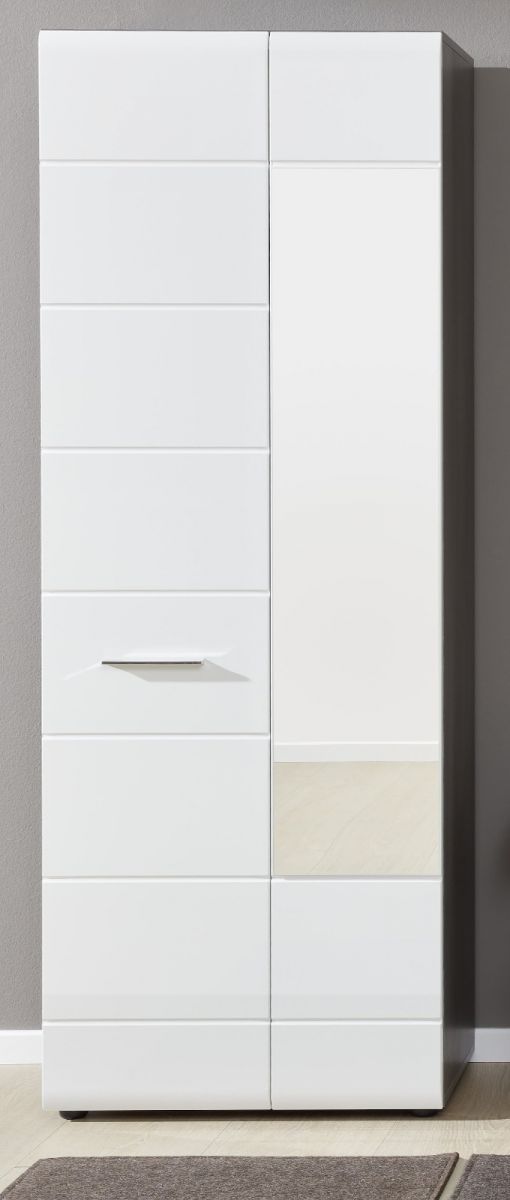 Garderobenschrank Line Hochglanz weiß Sardegna grau 60 x 191 cm