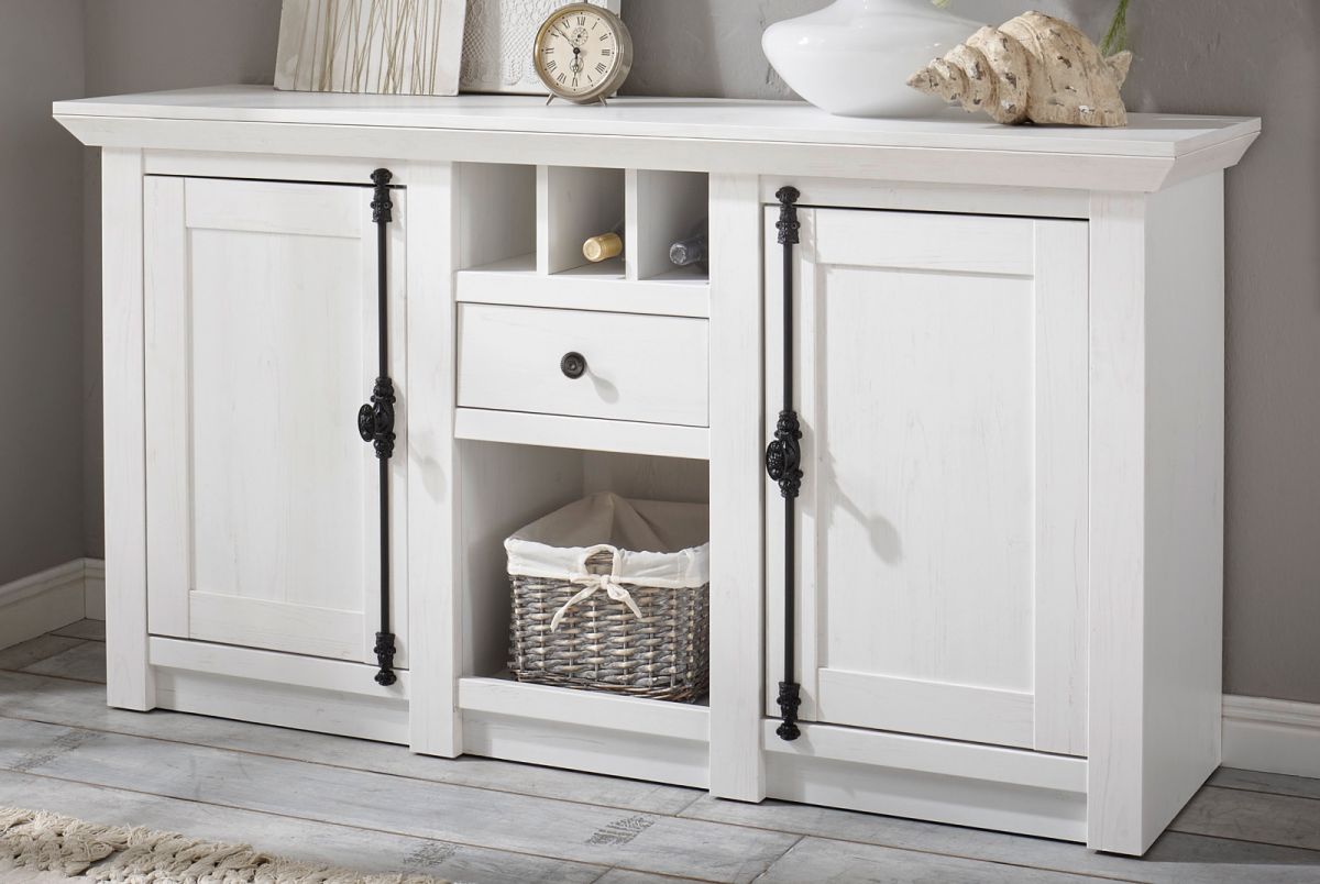 Sideboard Hooge in Pinie weiß 152 x 83 cm