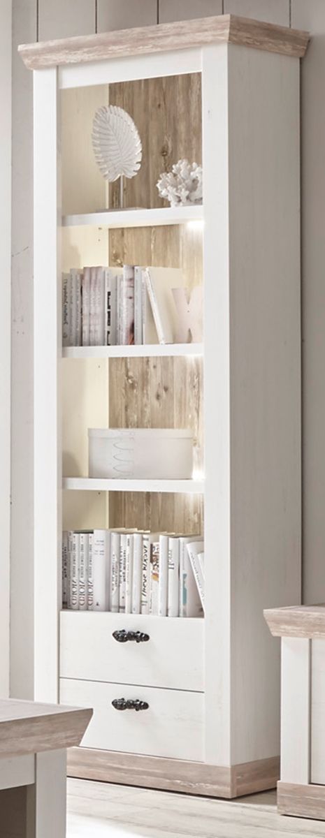 Regal Rovola in Pinie weiß Landhaus 71 x 201 cm