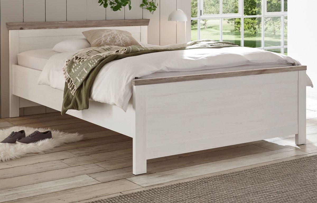 Bett Rovola in Pinie weiß Landhaus Liegefläche 140 x 200 cm