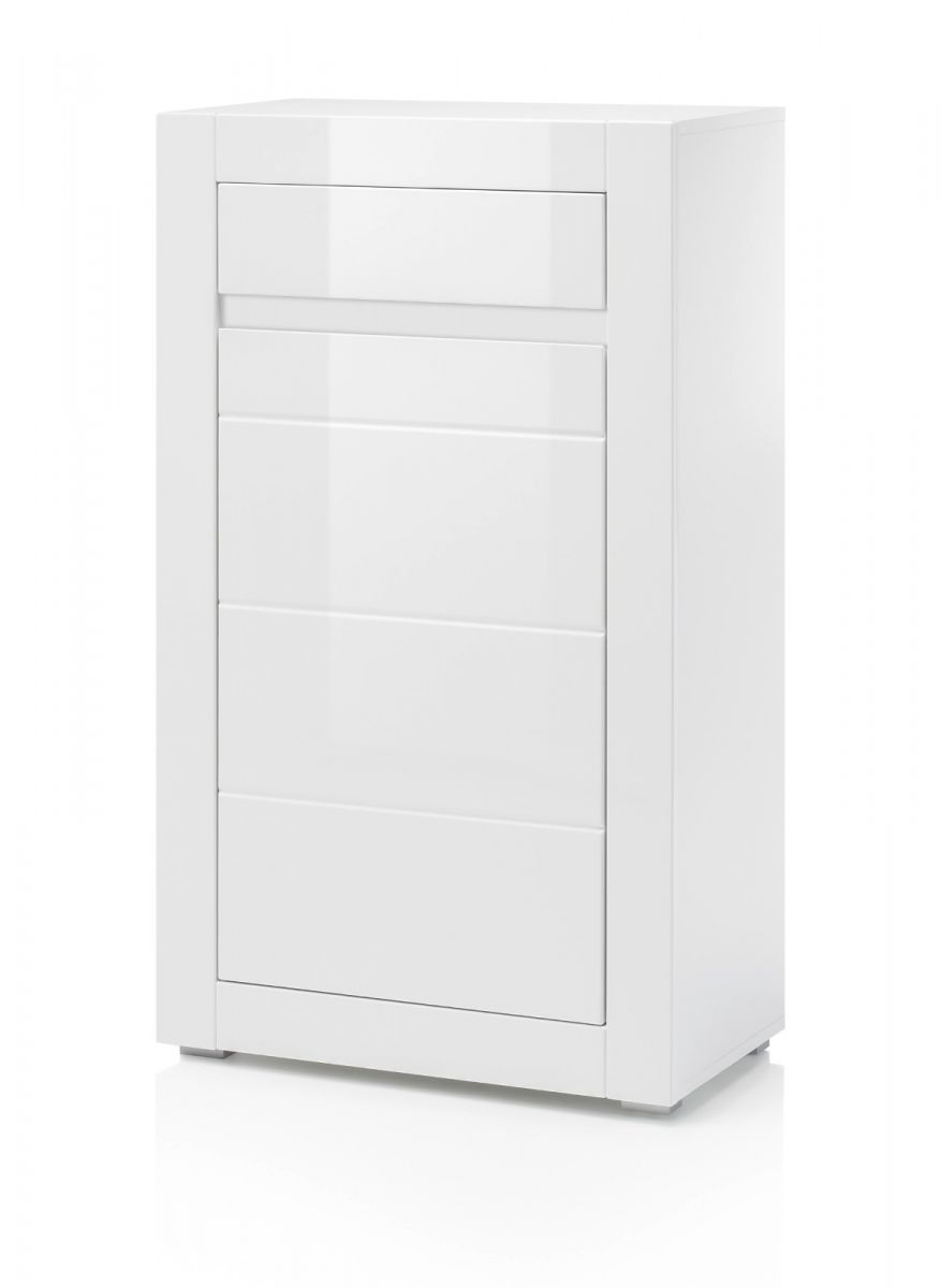 Kommode Nobile in Hochglanz weiß / Stone Design grau 66 x 112 cm