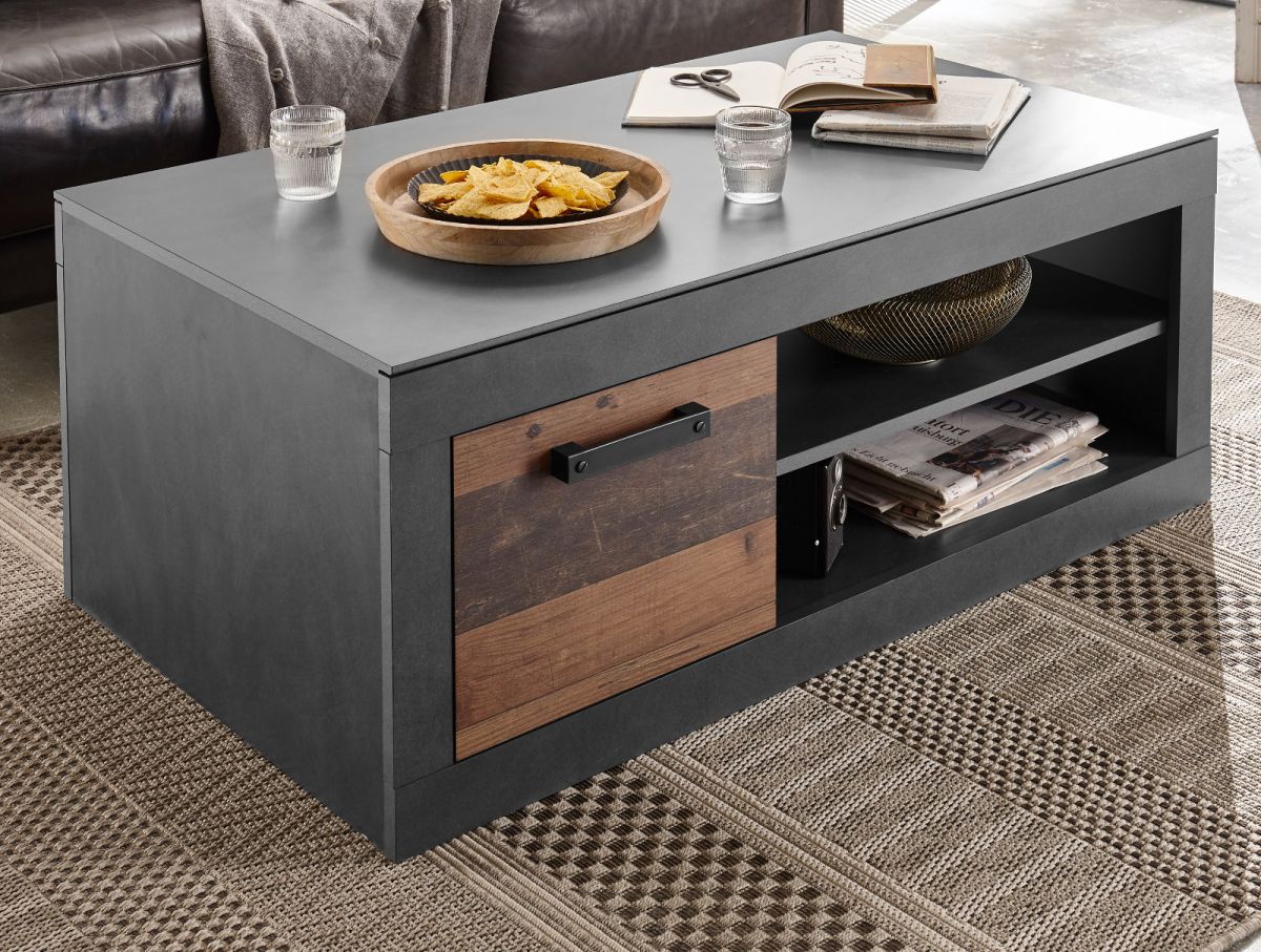 Couchtisch Ward in Used Wood Shabby und Matera grau 110 x 63 cm