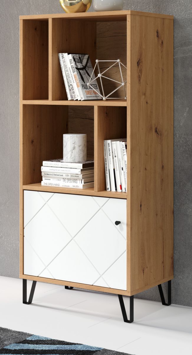 Regalschrank Touch in weiß matt und Eiche Artisan 36 x 136 cm