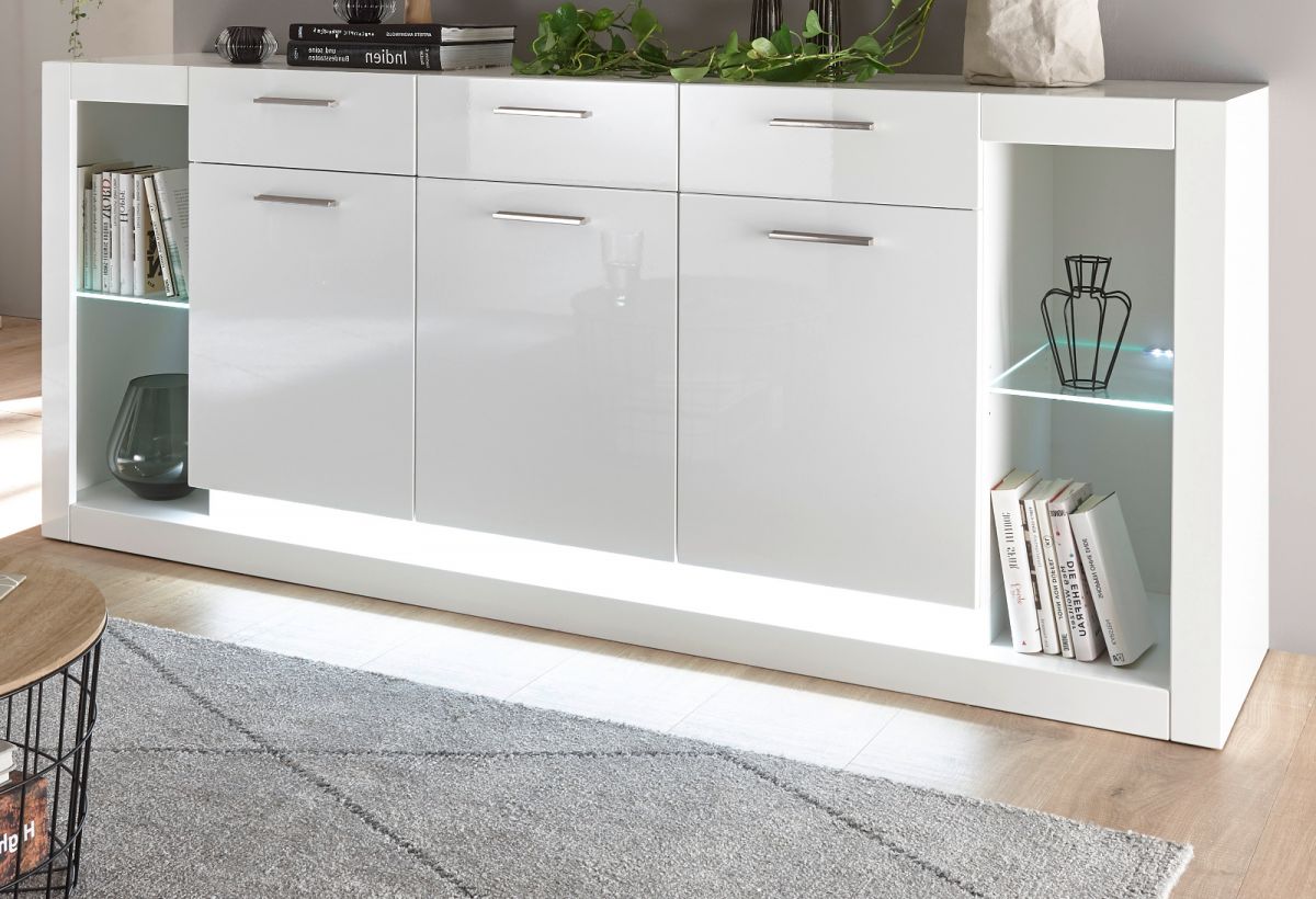 Sideboard Ladis in weiß Hochglanz 198 cm