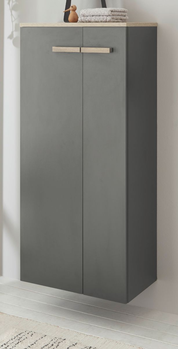 Badezimmer Kommode Dense in anthrazit matt und Eiche 51 x 110 cm