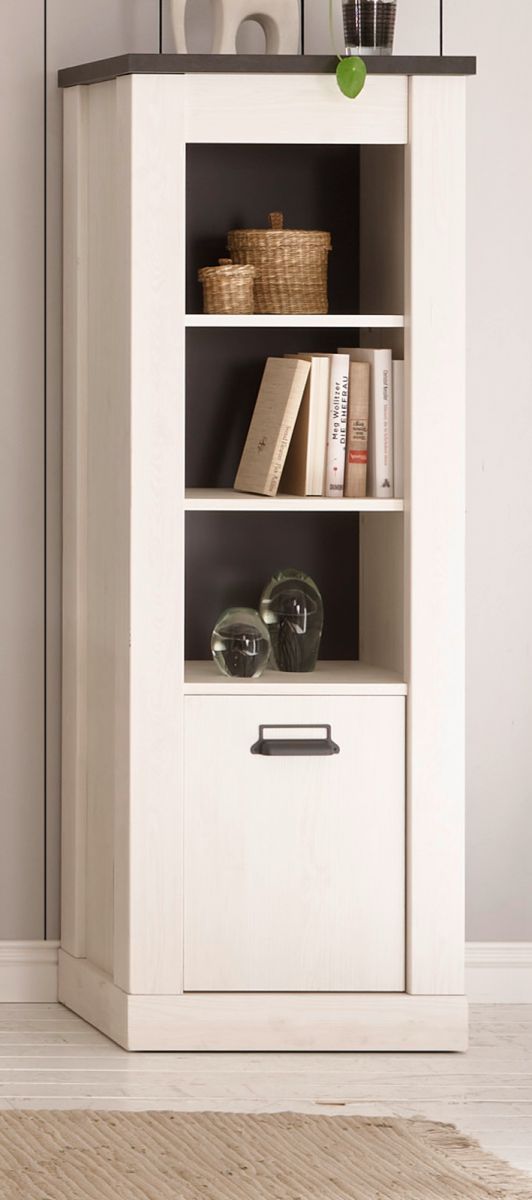 Regal Stove in weiß Pinie und anthrazit Landhaus 51 x 146 cm