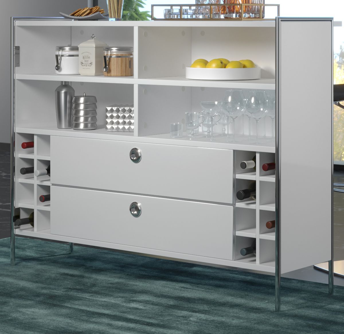 Bar Infinity in weiß Hochglanz Lack Italien 140 cm