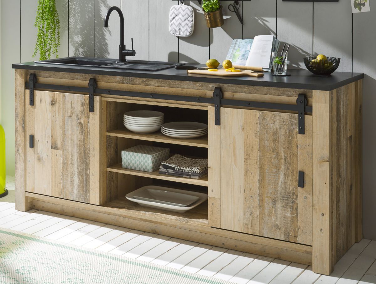 Küche Unterschrank Stove in Used Wood hell 200 cm