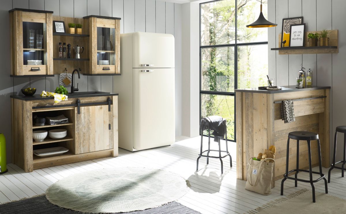 Küche Stove in Used Wood hell Set 6-tlg.