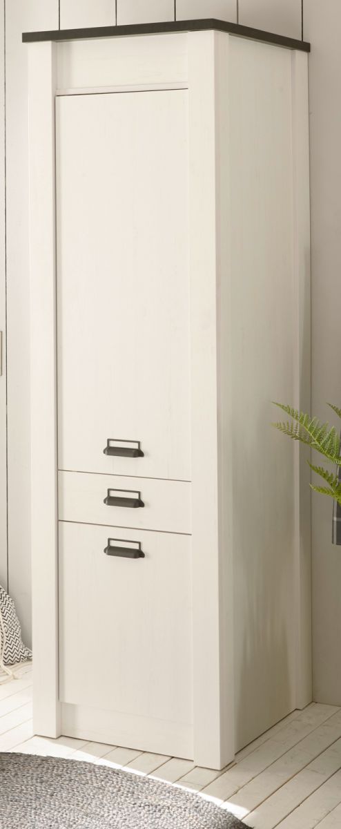 Küche Hochschrank Stove in weiß Pinie und anthrazit Landhaus 62 x 201 cm