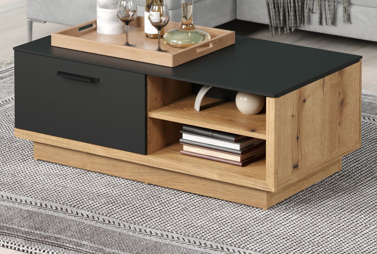 Couchtisch Synnax in grau und Eiche Evoke 110 cm