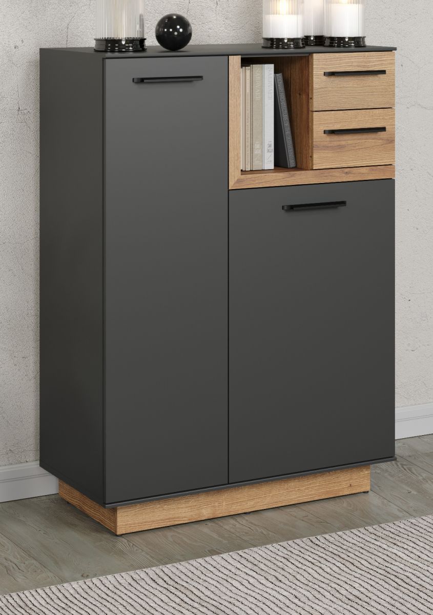 Kommode Synnax in grau und Eiche Evoke 80 x 113 cm