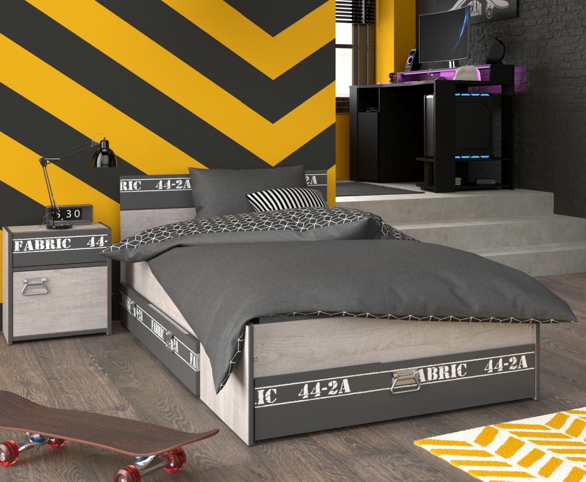 Parisot Kinderzimmer Fabric in Esche grau und schwarz Jugendzimmer Set 3-tlg.