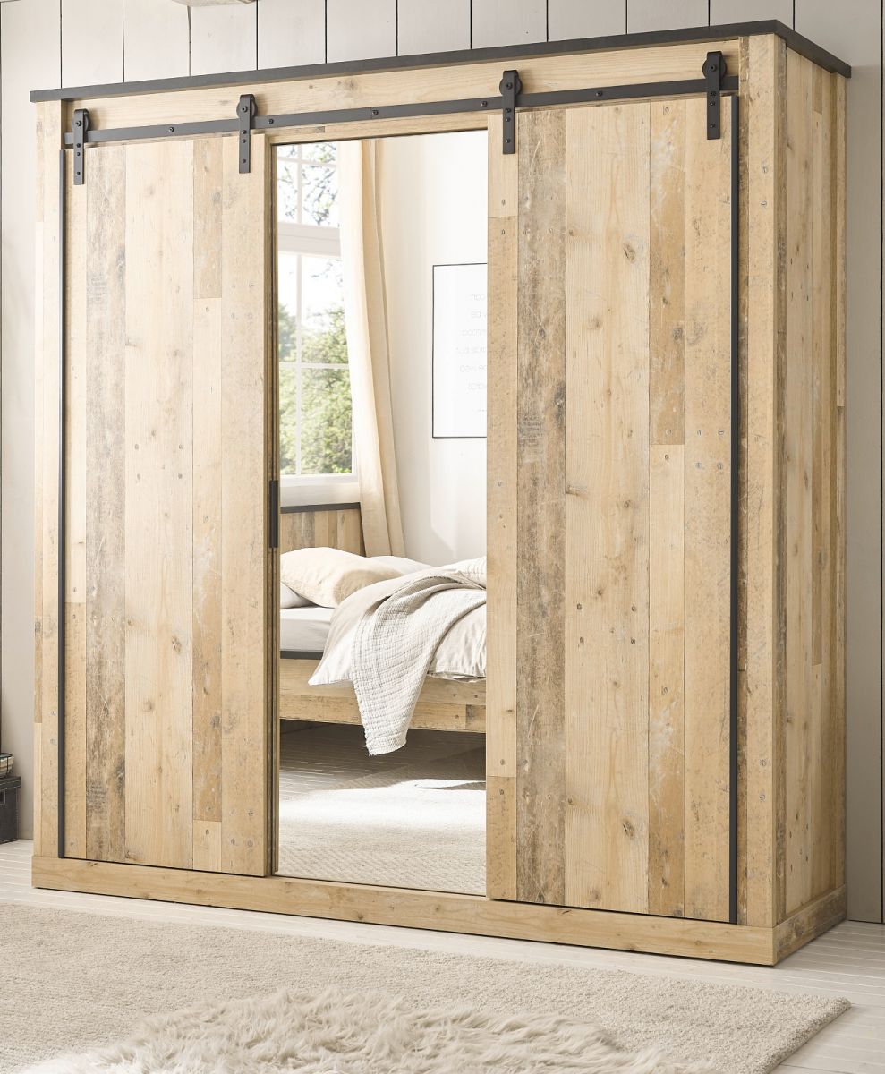 Kleiderschrank Stove in Used Wood hell 200 x 209 cm