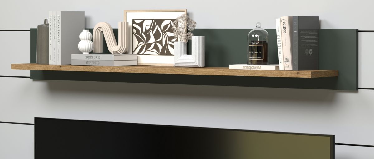 Wandboard Stanton in grün und Eiche Landhaus 156 cm