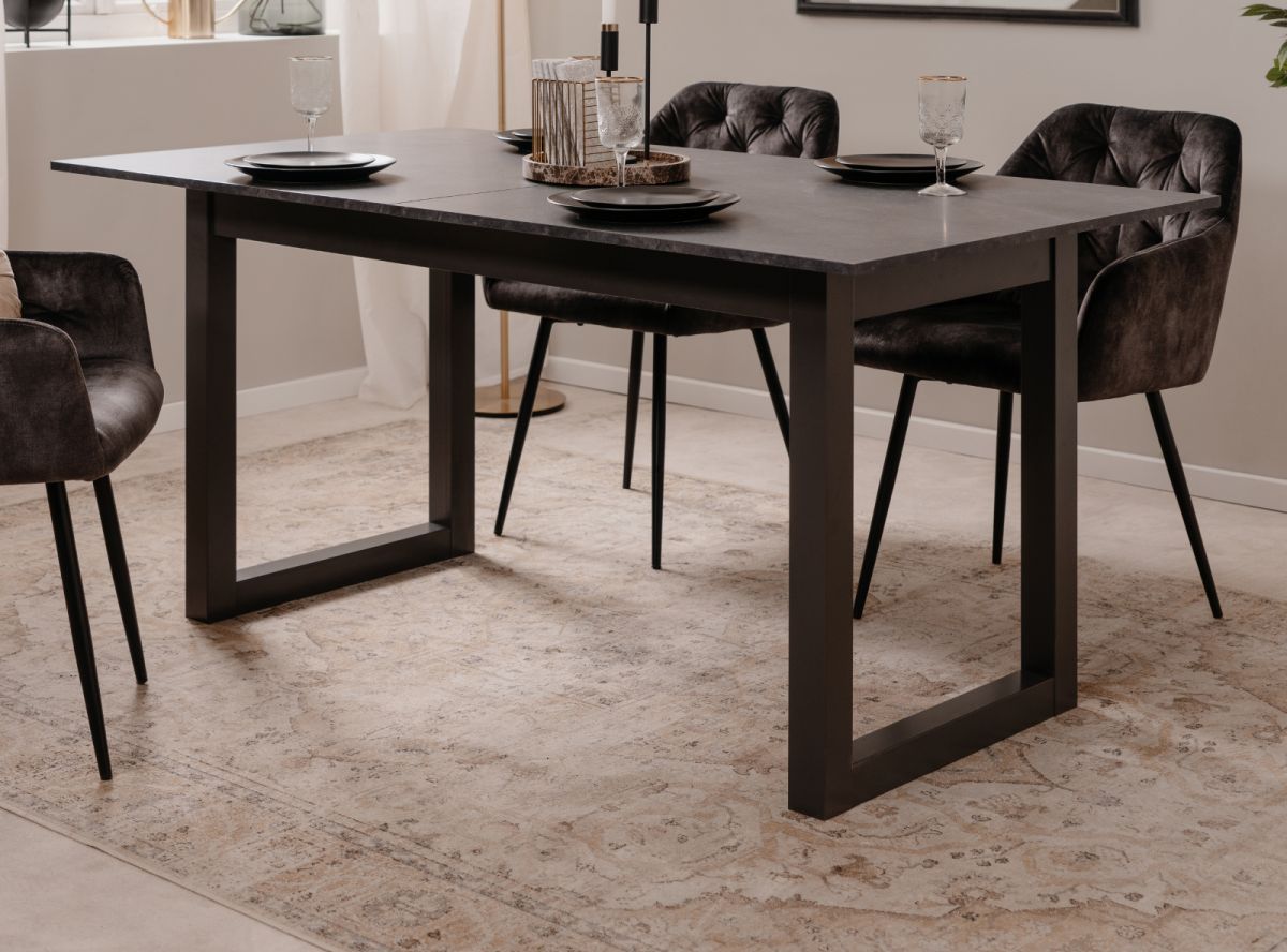 Esstisch Visby in grau Schiefer ausziehbar 160 - 200 x 90 cm